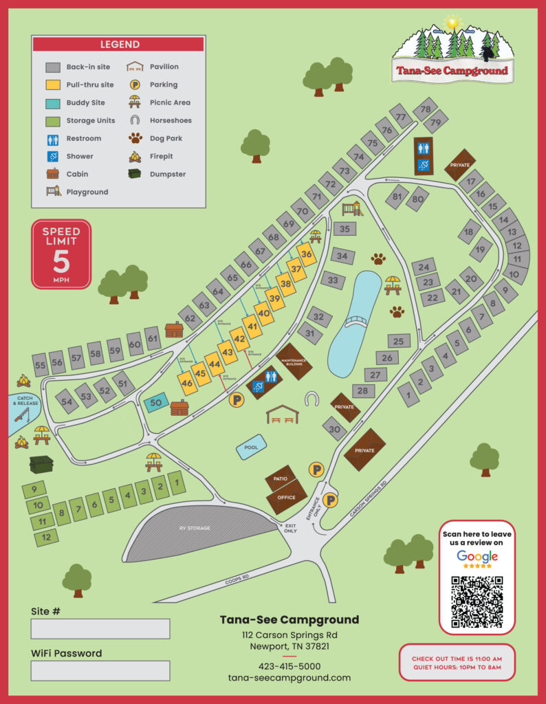 Tana-See Campground Site Map