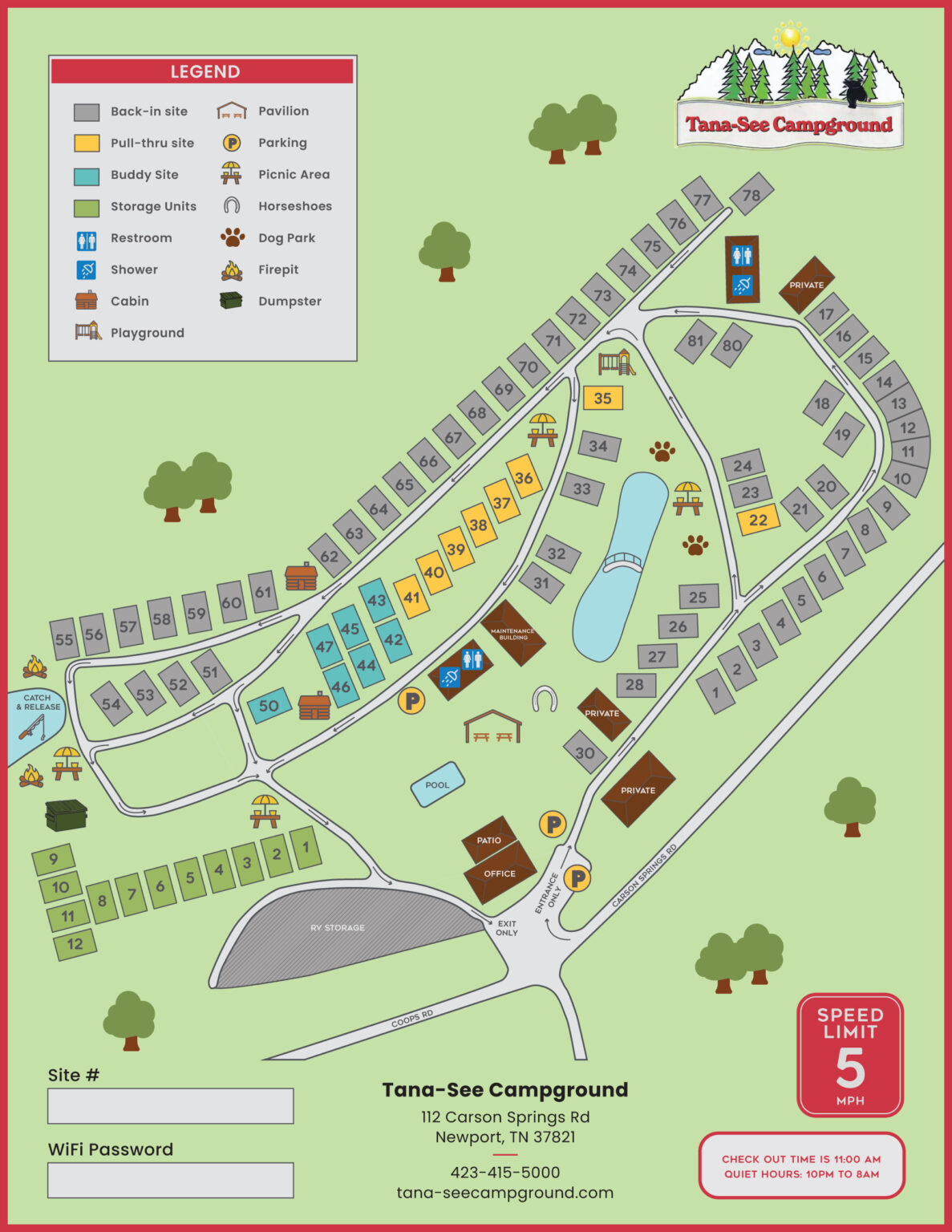 Tana-See Campground Site Map