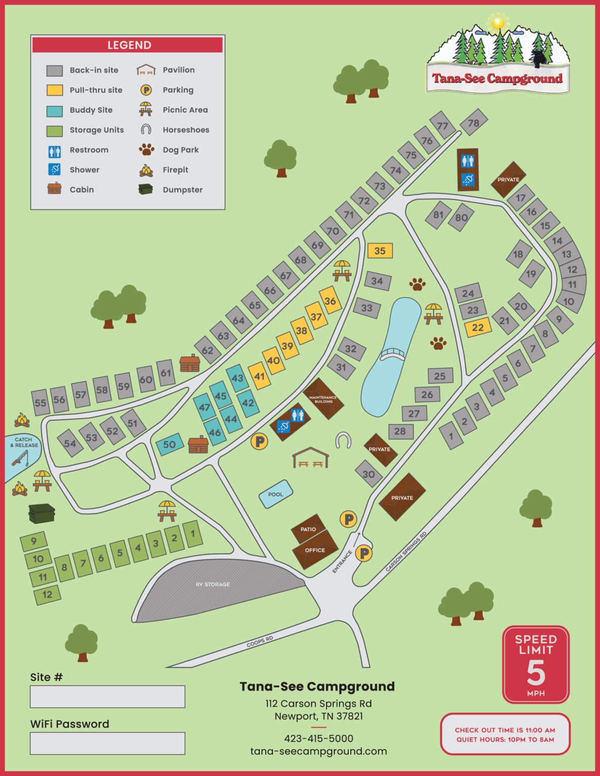 Tana-See Campground Site Map