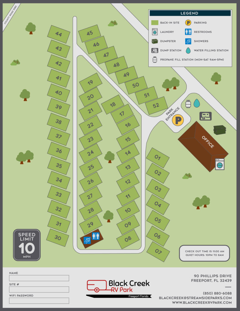 Freeport RV Campground Site Map