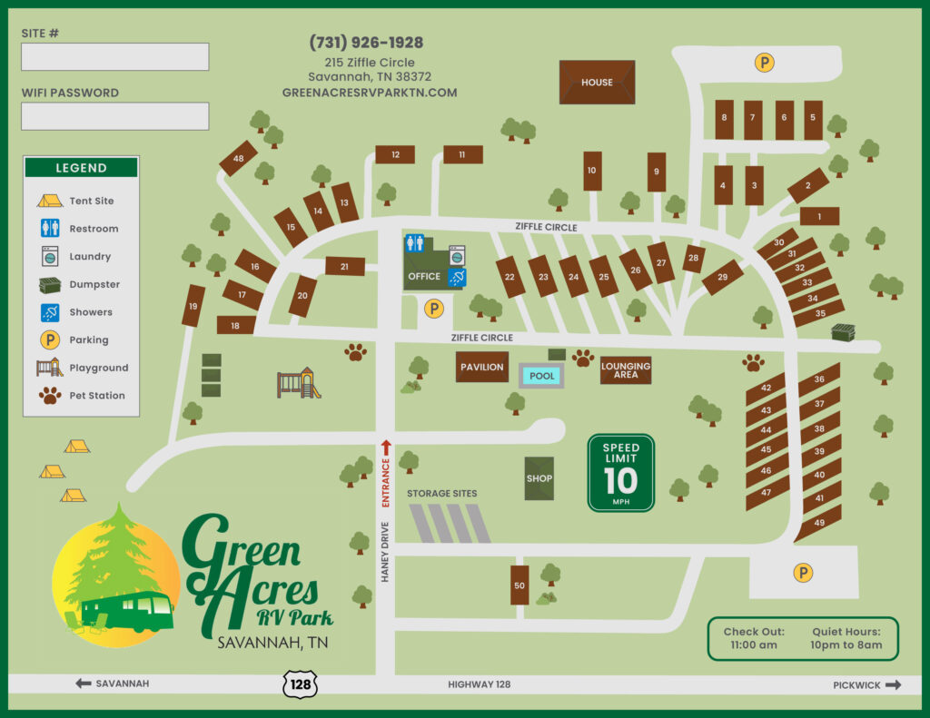 Green Acres RV Park Site Map