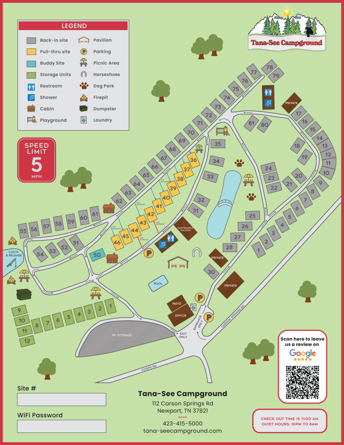 Tana-See Campground Site Map